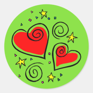 Adesivo Redondo Bright and Breezy Hearts Stickers