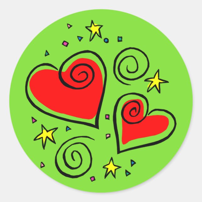 Adesivo Redondo Bright and Breezy Hearts Stickers (Frente)