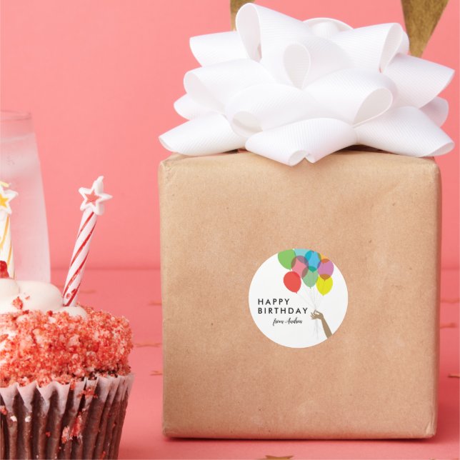 Adesivo Redondo Bright Balloons Feliz Aniversário (Festa)