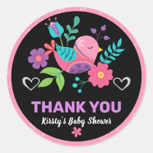 Adesivo Redondo Bright Bird e Floral Chá de fraldas Fiesta Mexican