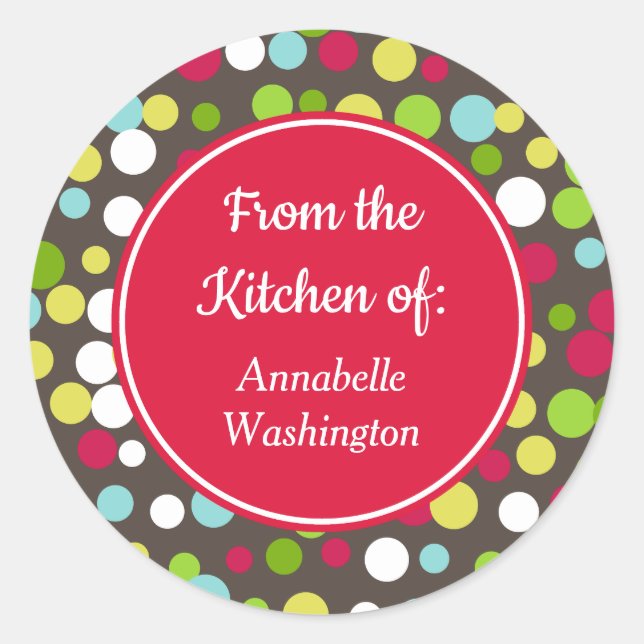 Adesivo Redondo Bright Dots Kitchen Baking Dags Stickers (Frente)