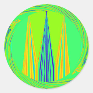 Adesivo Redondo Bright Edgy Geometry Neon Pattern Art Design