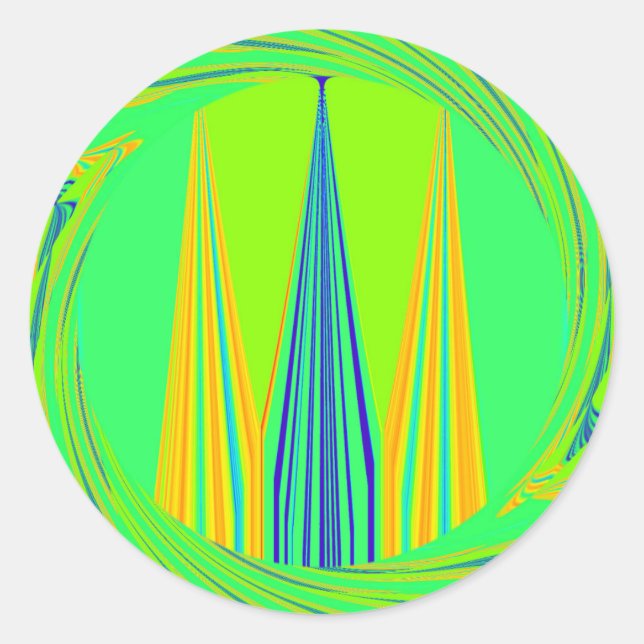 Adesivo Redondo Bright Edgy Geometry Neon Pattern Art Design (Frente)