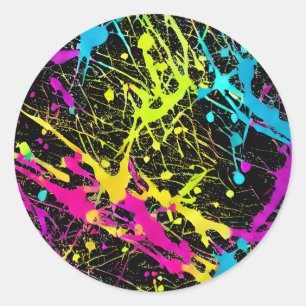 Adesivo Redondo Bright Neon Paint Splatter