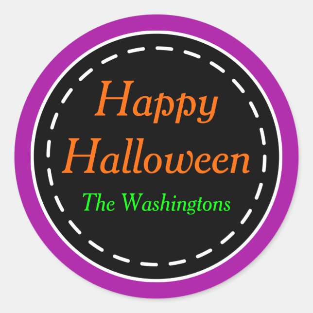 Adesivo Redondo Bright Purple Happy Halloween Stickers (Frente)