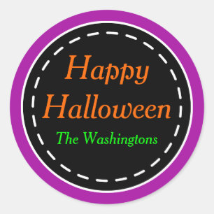 Adesivo Redondo Bright Purple Happy Halloween Stickers