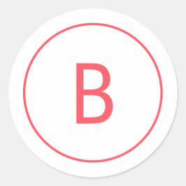 Adesivo Redondo Bright Red Simple Monogram Christmas Envelope