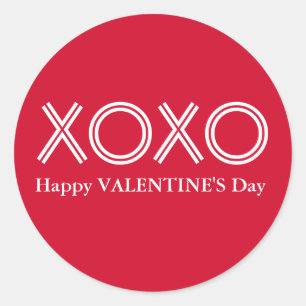 Adesivo Redondo Bright Red XOXO Happy Valentines Day Round Stick