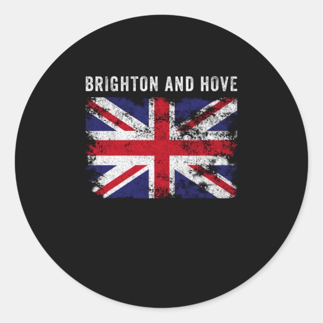 Adesivo Redondo Brighton e Hove UK Flag British Souvenir Legal (Frente)