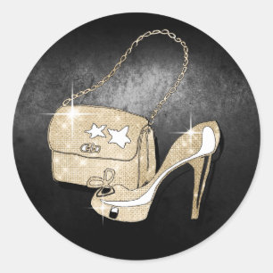 Adesivo Redondo Brilha e brilha os acessórios pretos/ouro ID675