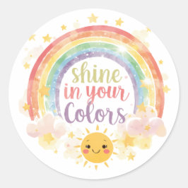 Adesivo Redondo Brilha em suas cores Arte do Orgulho do Arco-Íris