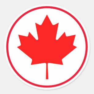 Adesivo Redondo Brilhante canadense de folhas brancas