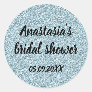 Adesivo Redondo Brilhante Chá de panela Azul Silver Glitter