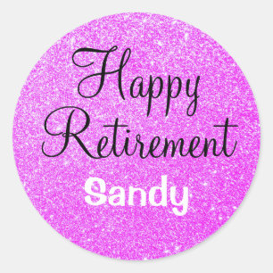 Adesivo Redondo Brilhante Feliz Retirando Glitter Roxo