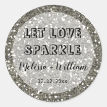 Brilhante Glitter Prateado Deixe o Amor Brilhar