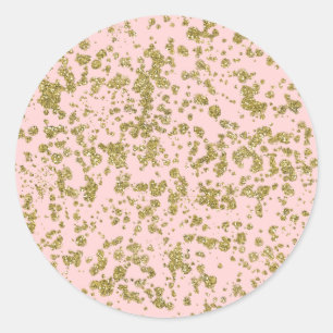 Adesivo Redondo Brilhante Rosa e Dourado Brilhante Moderno com Bri