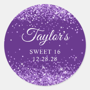 Adesivo Redondo Brilhante Roxo Real Sweet 16