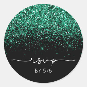 Adesivo Redondo Brilhante Verde Azul Glitter Preto RSVP