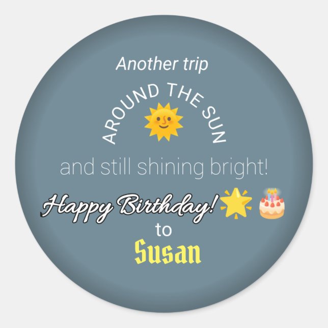 Adesivo Redondo Brilhante: Vinheta de Celebração de Aniversário (Frente)