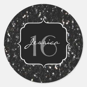Adesivo Redondo Brilhantes brilhantes preto e branco 16
