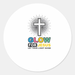 Adesivo Redondo Brilhe Para Jesus Camisa Cristã Cruz Luz Design_