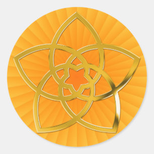 Adesivo Redondo Brilho amarelo da flor/OURO de Venus do símbolo