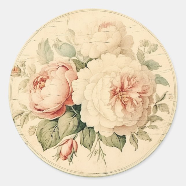 Adesivo Redondo Brilho Antigo, Estilo Rústico Pêssego (Frente)