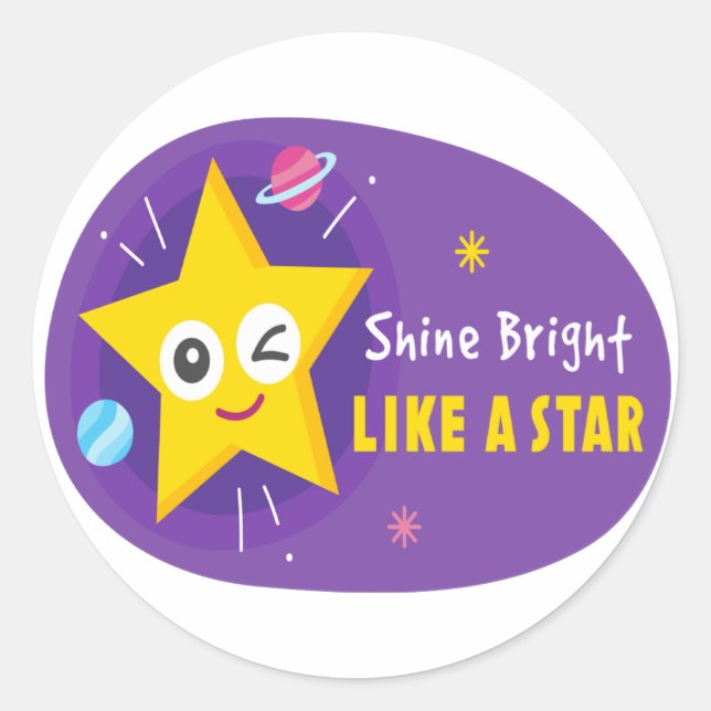 Adesivo Redondo Brilho brilhante como uma estrela (Frente)