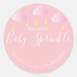 Adesivo Redondo Brilho brilhante estrelinha baby shower rosa