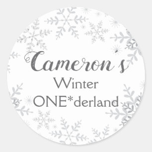 Adesivo Redondo Brilho da prata do aniversário de ONEderland do