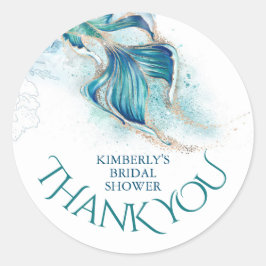 Adesivo Redondo Brilho de Cauda de Sereia - Agradecimento Chá de N