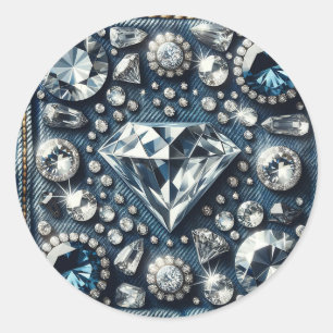 Adesivo Redondo Brilho de Denim & Diamantes Joias de Pedras Precio