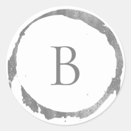 Adesivo Redondo Brilho de Folha Modern Silver Monograma
