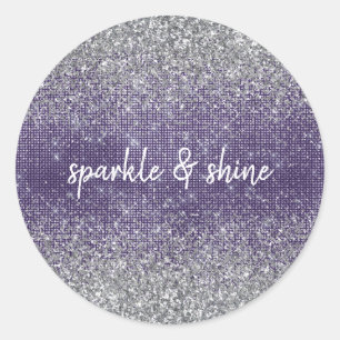 Adesivo Redondo Brilho de Prata de Sparkle Roxo