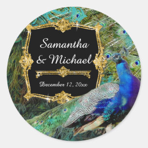 Adesivo Redondo Brilho Dourado Hollywood velho Gatsby do pavão do