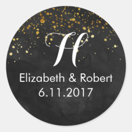 Adesivo Redondo Brilho Dourado preto e fino