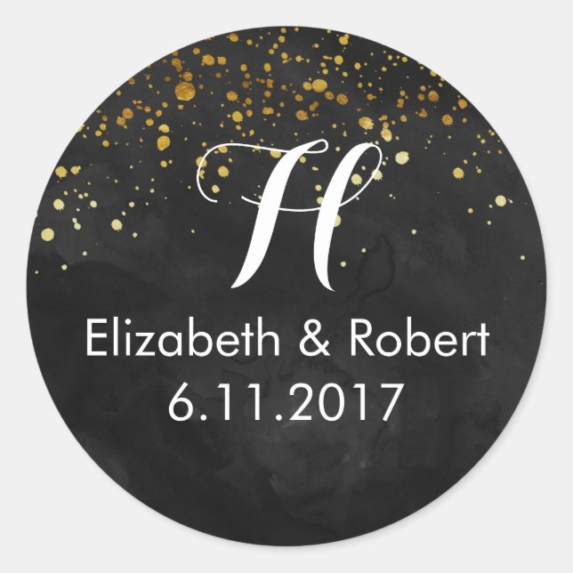 Adesivo Redondo Brilho Dourado preto e fino (Frente)