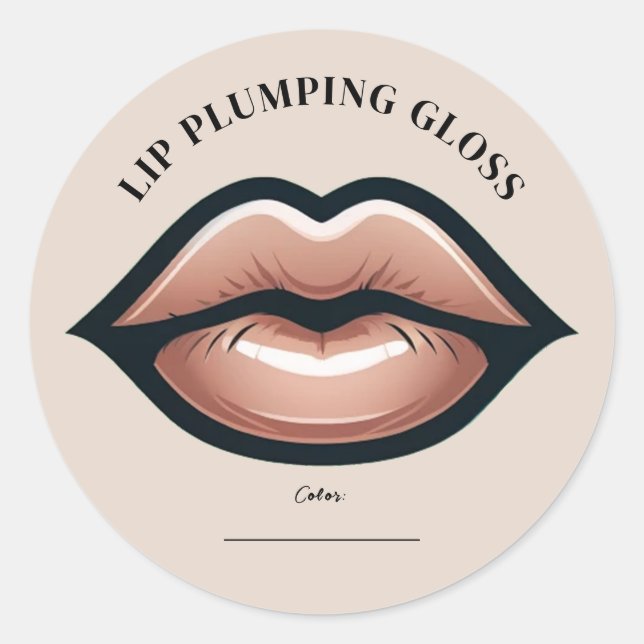 Adesivo Redondo Brilho Labial Neutro Rosa Bege Maquiagem que Deixa (Frente)