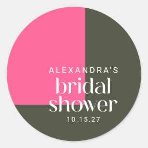 Adesivo Redondo Brilho Mod Groovy Rosa Verde Chuva de Noiva Person