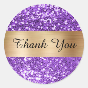 Adesivo Redondo Brilho Roxo Glitter Dourado Lamé