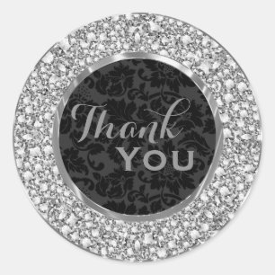 Adesivo Redondo Brilho Sparkling dos diamantes dos damascos pretos