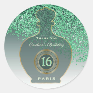 Adesivo Redondo Brilho Verde Fragrância Esmeralda, Doce 16