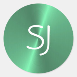 Adesivo Redondo Brilho verde monograma metálico