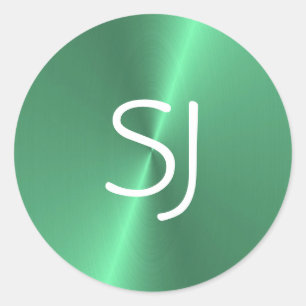 Adesivo Redondo Brilho verde monograma metálico