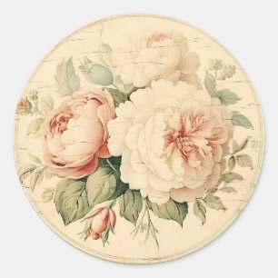 Adesivo Redondo Brilho Vintage, Peach Shabby Chic