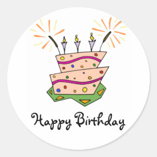 Adesivo Redondo Brincadeira de Bolo de Aniversário