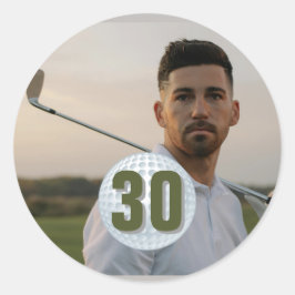 Adesivo Redondo Brincadeira de Festa de Golfe de Aniversário