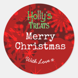 Adesivo Redondo Brincadeira de Natal vermelha