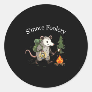 Adesivo Redondo Brincadeira de s'more gambá marshmallow engraçado