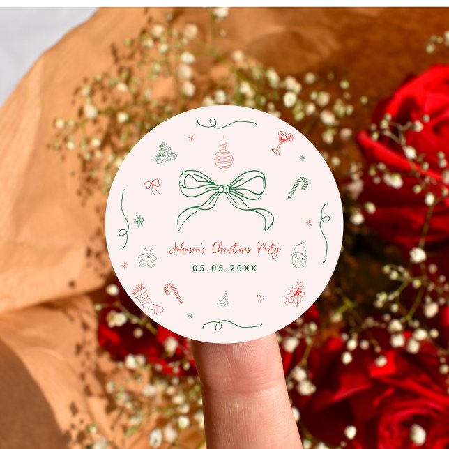 Adesivo Redondo Brincadeira Desenhada Festa de Natal Francesa (Criador carregado)